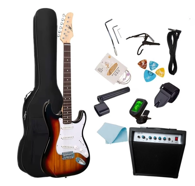 PACK COMBO GUITARRA ELECTRICA CON AMPLIFICADOR Y ACCESORIOS - COLOR SUNBURST - 1