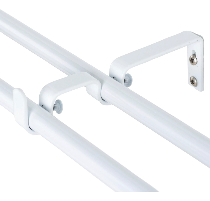 SET BARRAS PARA CORTINA DOBLE 13/16 MM EXTENSIBLE 200-250 CM BLANCO BOLA - 2
