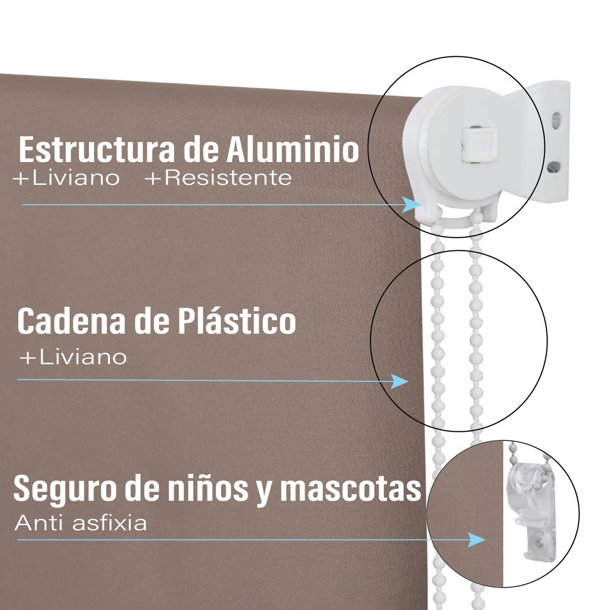CORTINA ROLLER BLACKOUT TOSTADO 90 X 165 CM SUNFREE - 4