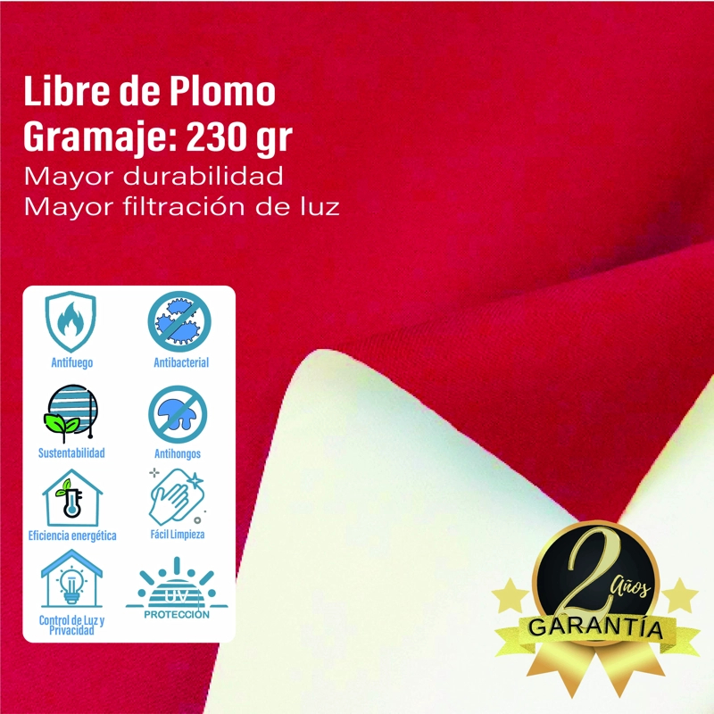 CORTINA ROLLER BLACKOUT ROJO 180 X 165 CM SUNFREE - 5