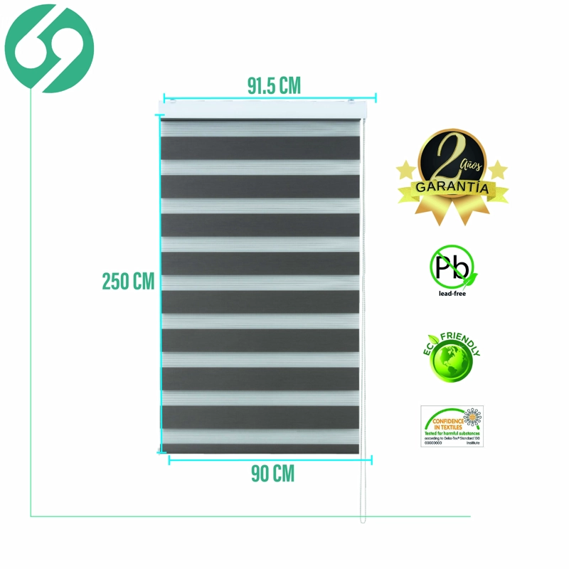 CORTINA ROLLER DUO ZEBRA DIA Y NOCHE TOSTADO 90 X 250 CM SUNFREE - 2