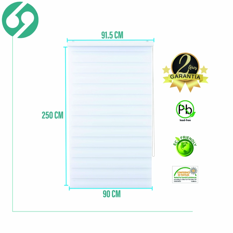 CORTINA ROLLER DUO ZEBRA DIA Y NOCHE BLANCO 90 X 250 CM SIN CENEFA SUNFREE - 2