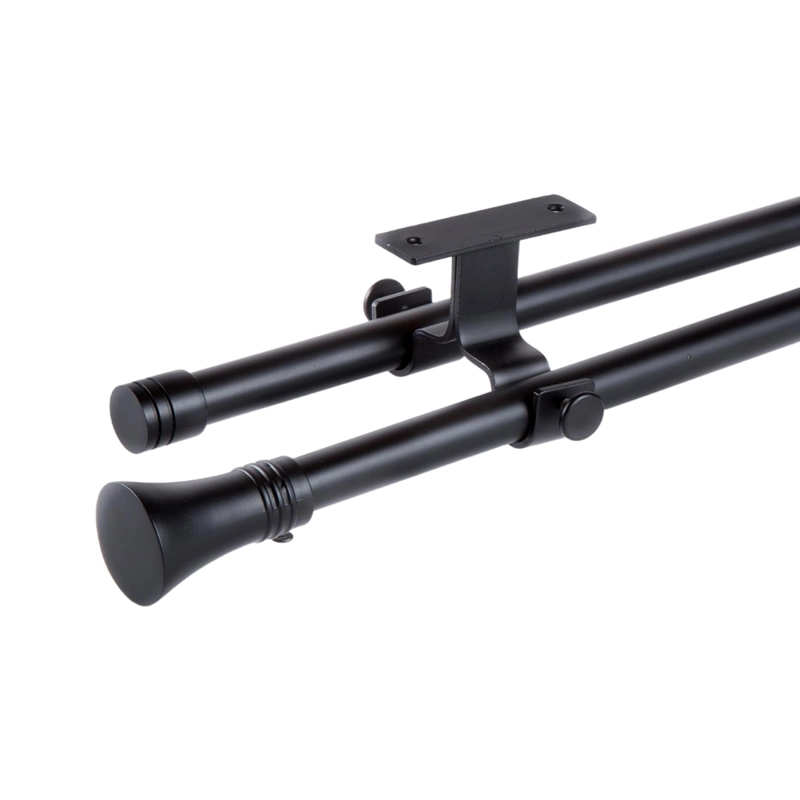 SET BARRAS PARA CORTINA DOBLE 16/19 MM EXTENSIBLE 120-210 CM A TECHO NEGRO CONICO - 1