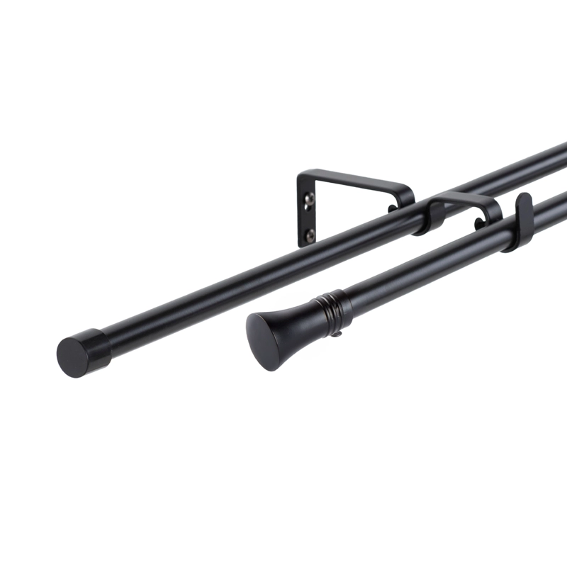 SET BARRAS PARA CORTINA DOBLE 16/19 MM EXTENSIBLE 170-320 CM A MURO NEGRO CONICO - 1