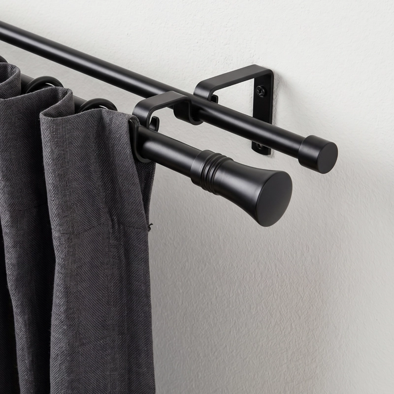 SET BARRAS PARA CORTINA DOBLE 16/19 MM EXTENSIBLE 170-320 CM A MURO NEGRO CONICO - 2