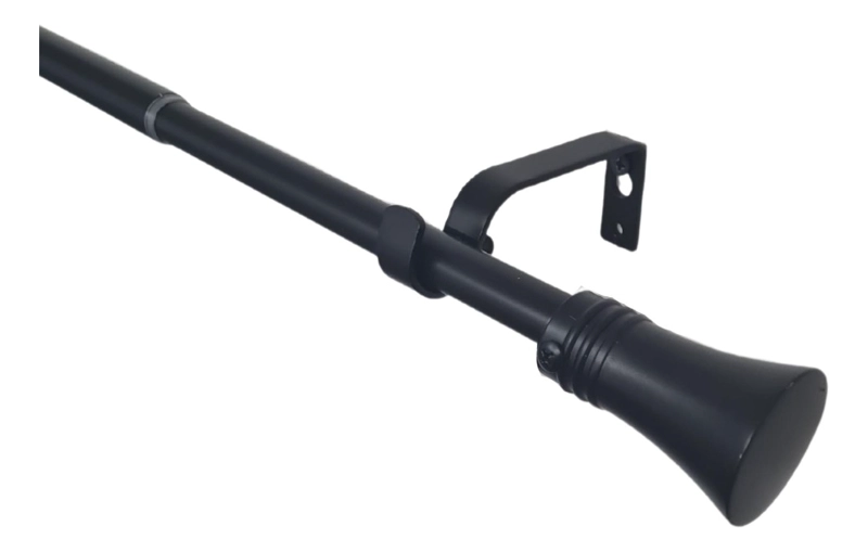 SET BARRA PARA CORTINA SIMPLE 16/19 MM EXTENSIBLE 120-210 CM A MURO NEGRO CONICO - 1