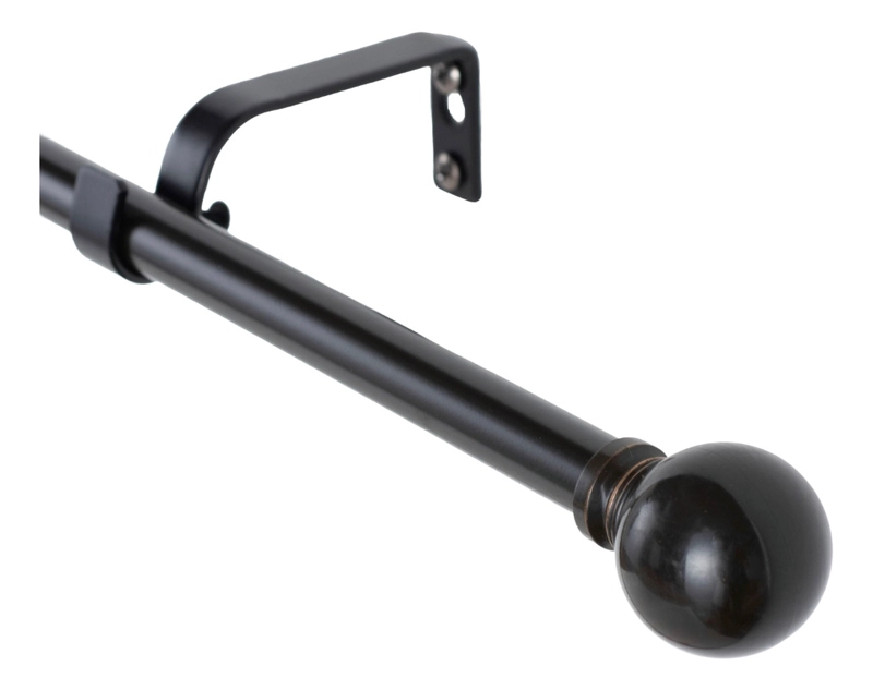 SET BARRA PARA CORTINA SIMPLE 13/16 MM EXTENSIBLE 200-250 CM NEGRO ORB BOLA - 1