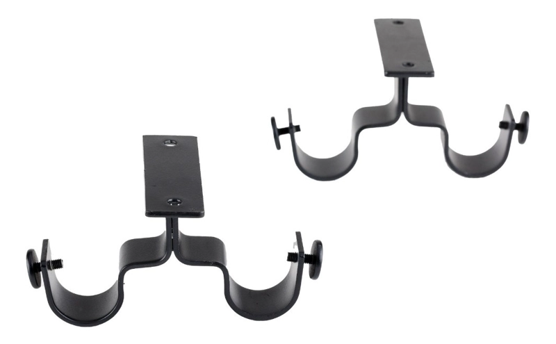 PACK 2 UNIDADES SOPORTE DOBLE TECHO DE METAL NEGRO 19/28 MM - 1