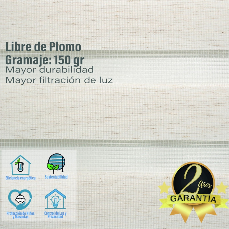 CORTINA ROLLER DUO ZEBRA DIA Y NOCHE TEXTURA 90 X 165 CM SUNFREE - 6