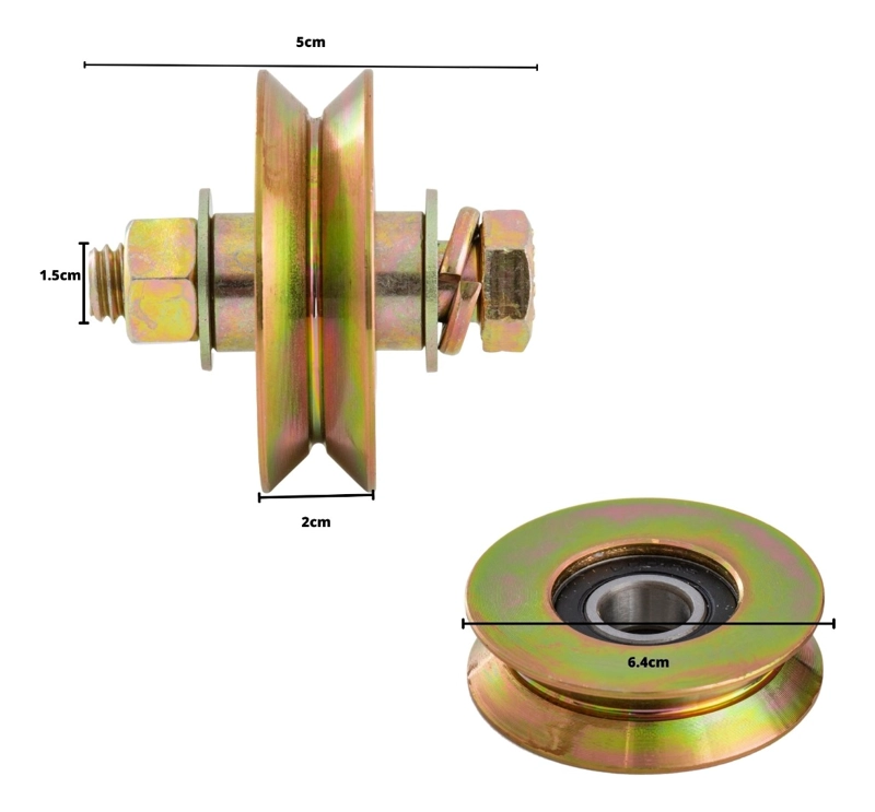 RUEDA METALHSA CON PERNO PORTÓN 64 MM - 3