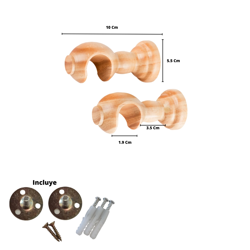 PACK 2 UNIDADES SOPORTE SIMPLE DE MADERA NATURAL 19 MM - 2