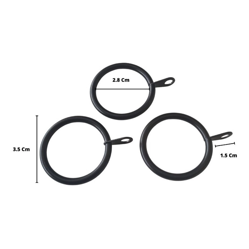 PACK 10 UNIDADES ARGOLLA DE METAL NEGRO PARA CORTINA 19 MM - 2