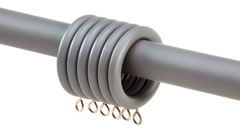 SET BARRA PARA CORTINA SIMPLE 25 MM DE MADERA 1,50 MT COLOR GRIS TERMINAL BOLA - 3