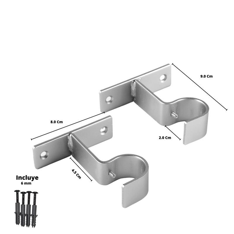 PACK 2 UNIDADES SOPORTE SIMPLE MURO DE METAL SATIN 19 MM - 3