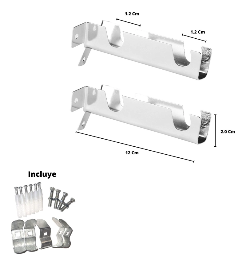 PACK 2 UNIDADES DE SOPORTE CROMADO DOBLE CORTO A MURO 12 MM - 3