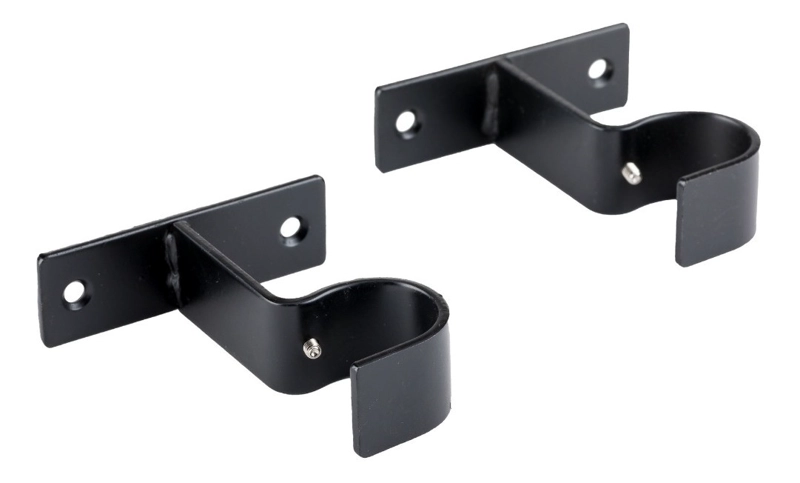 PACK 2 UNIDADES SOPORTE SIMPLE MURO DE METAL NEGRO 28 MM - 1
