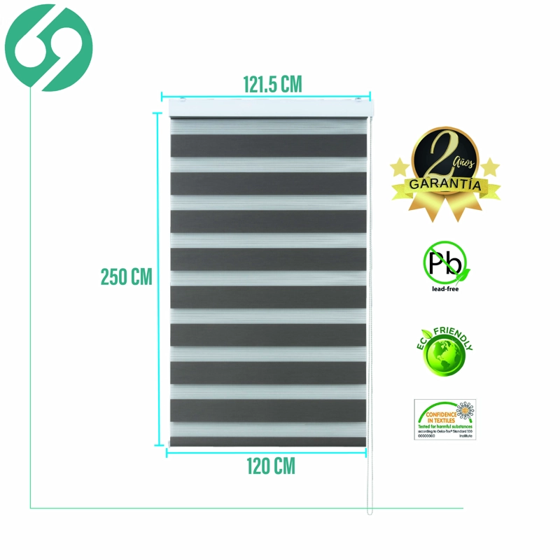 CORTINA ROLLER DUO ZEBRA DIA Y NOCHE TOSTADO 120 X 250 CM SUNFREE - 2