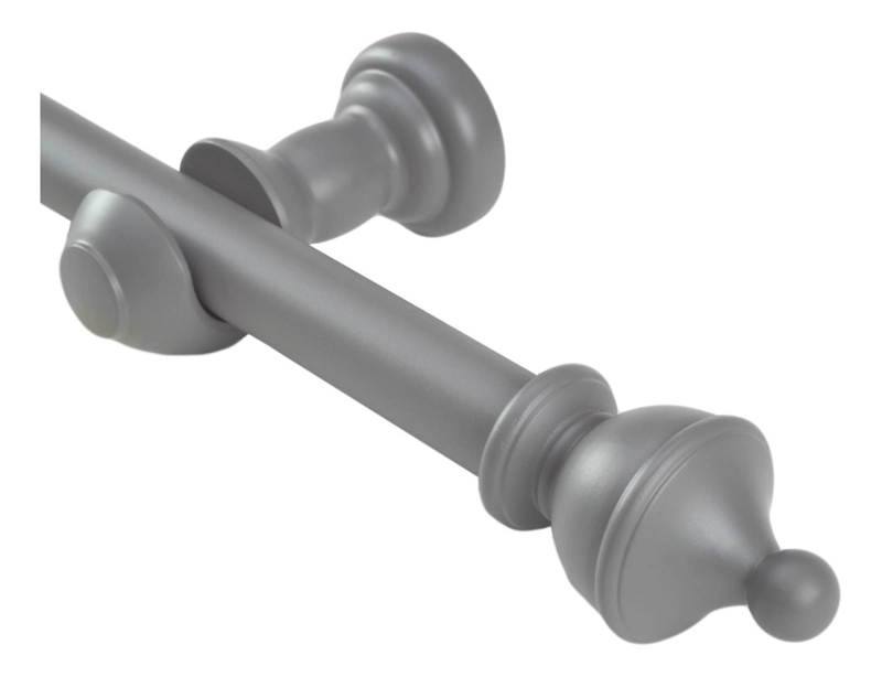 SET BARRA PARA CORTINA SIMPLE 25 MM DE MADERA 2,00 MT COLOR GRIS TERMINAL KING - 1