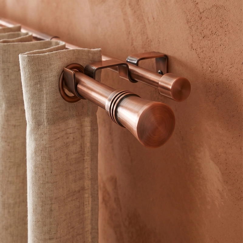 SET BARRAS PARA CORTINA DOBLE 16/19 MM EXTENSIBLE 120-210 CM A MURO COBRE CONICO - 2