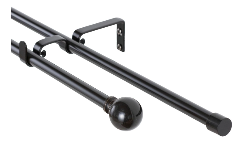 SET BARRAS PARA CORTINA DOBLE 13/16 MM EXTENSIBLE 70-120 CM NEGRO ORB BOLA - 1