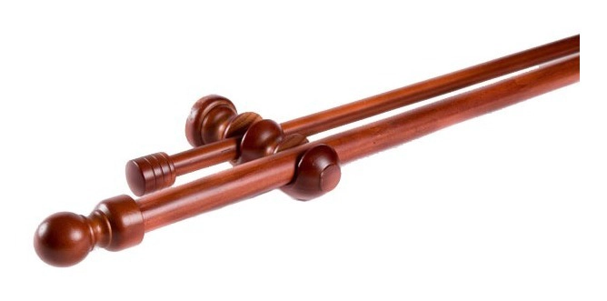 SET BARRAS PARA CORTINA DOBLE 19/28 MM DE MADERA 2,00 MT COLOR CHOCOLATE - 2