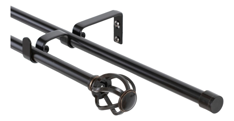SET BARRAS PARA CORTINA DOBLE 13/16 MM EXTENSIBLE 70-120 CM NEGRO ORB NIDO - 1