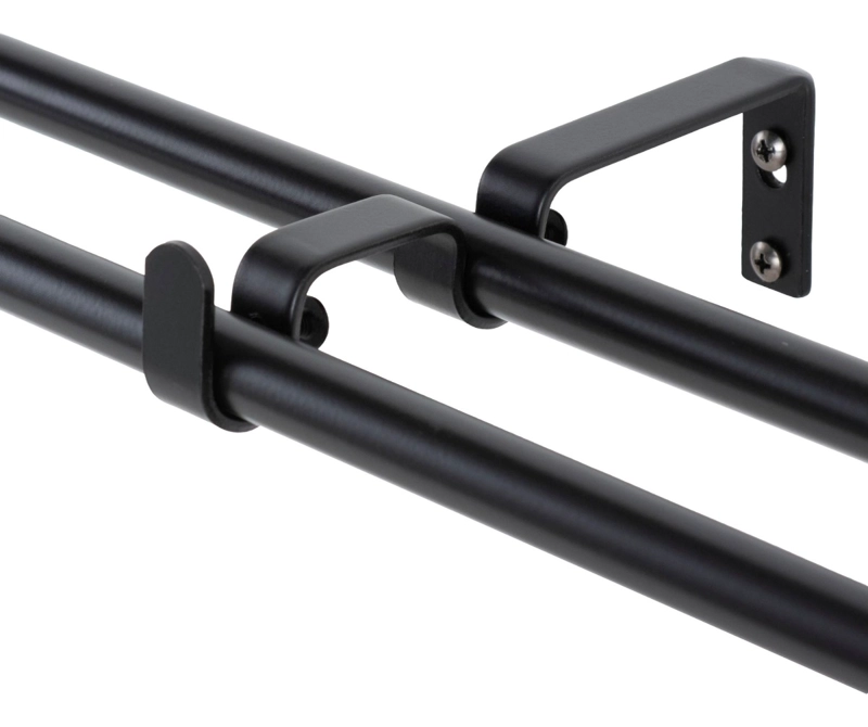 SET BARRAS PARA CORTINA DOBLE 13/16 MM EXTENSIBLE 70-120 CM NEGRO ORB NIDO - 2