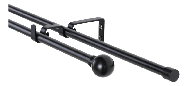 SET BARRAS PARA CORTINA DOBLE 13/16 MM EXTENSIBLE 200-250 CM NEGRO BOLA - 1