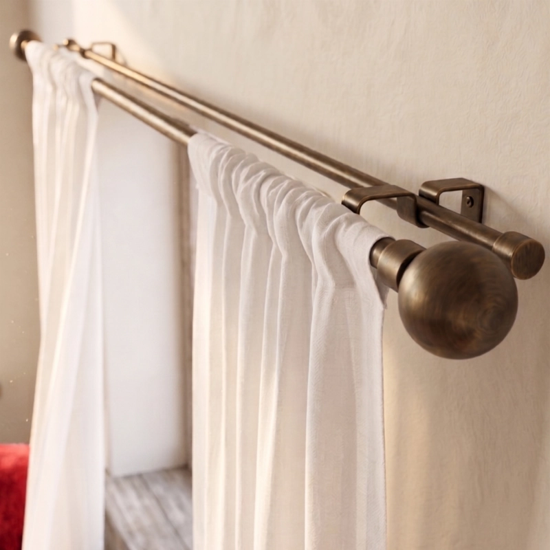 SET BARRAS PARA CORTINA DOBLE 16/19 MM EXTENSIBLE 170-320 CM A MURO BRONCE BOLA - 2