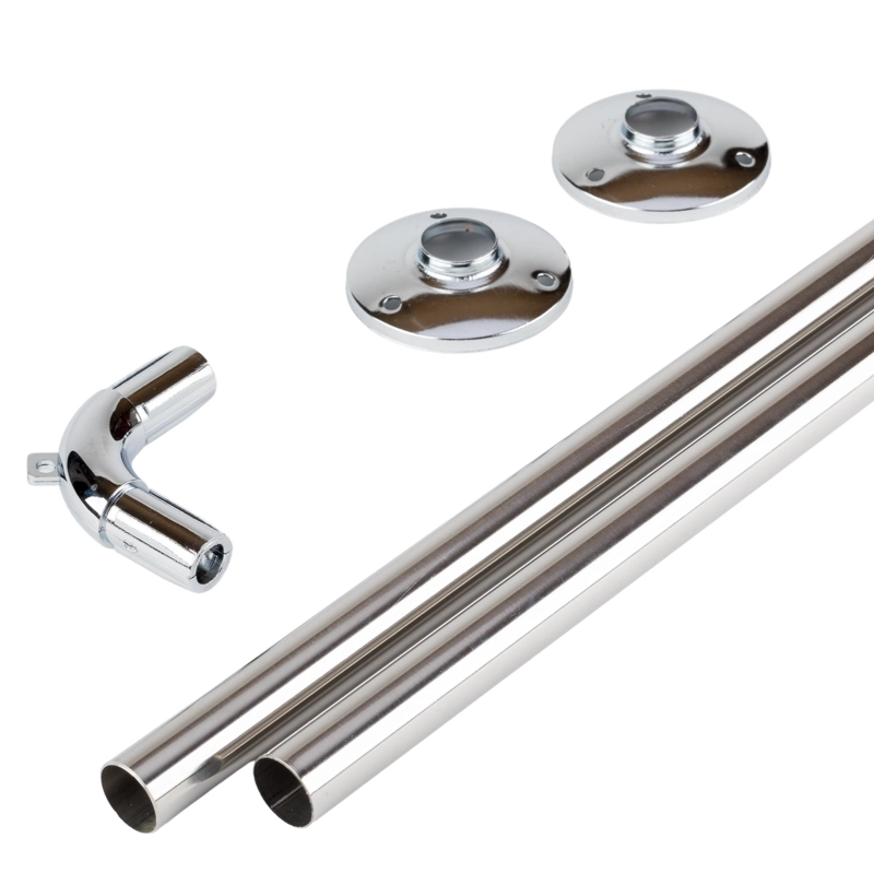 SET DE BARRAS ANGULARES INOXIDABLE 19 MM PARA DUCHA 75 X 75 CM - 1