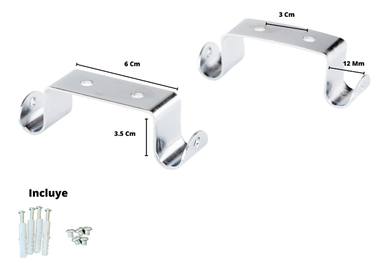 PACK 2 UNIDADES DE SOPORTE CROMADO DOBLE A TECHO 12 MM - 2