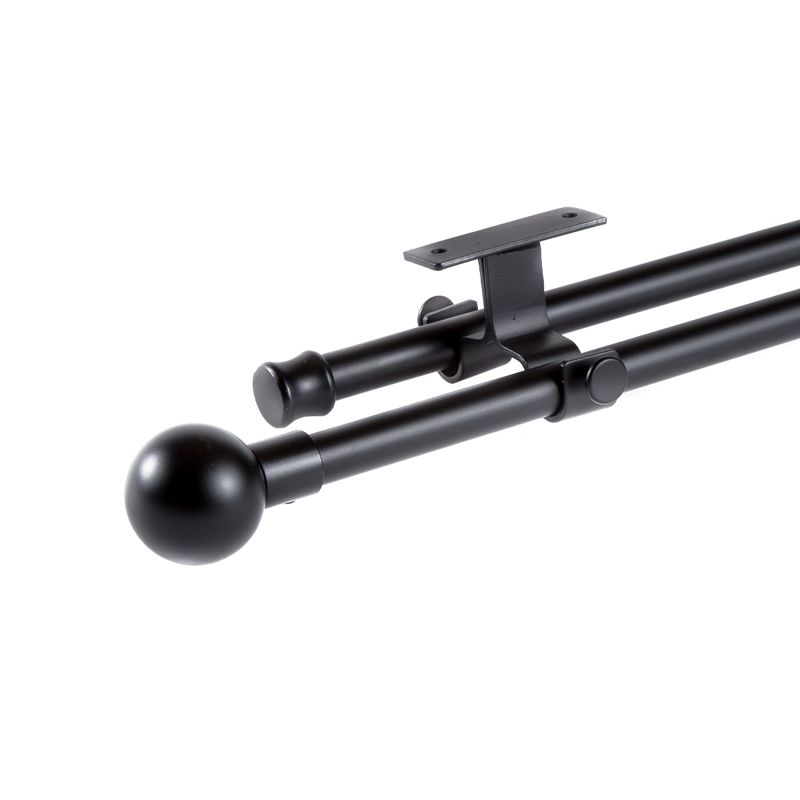 SET BARRAS PARA CORTINA DOBLE 16/19 MM EXTENSIBLE 170-320 CM A TECHO NEGRO BOLA - 1