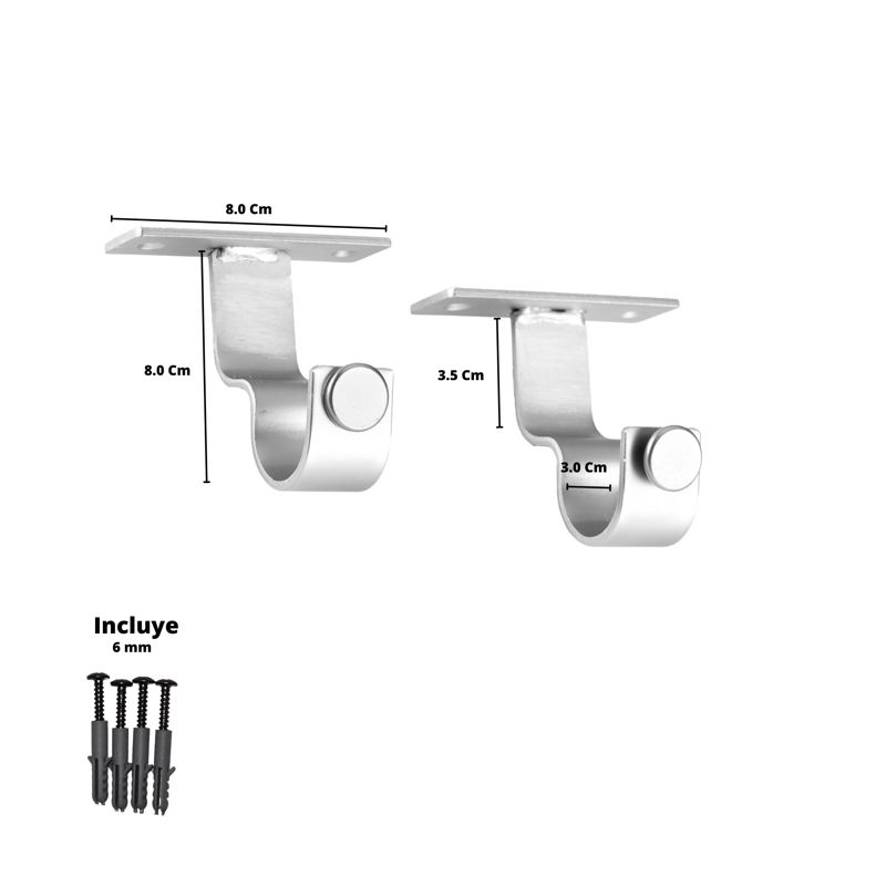 PACK 2 UNIDADES SOPORTE SIMPLE TECHO DE METAL SATIN 28 MM - 3