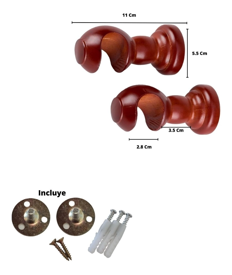 PACK 2 UNIDADES SOPORTE SIMPLE DE MADERA CHOCOLATE 28 MM - 2