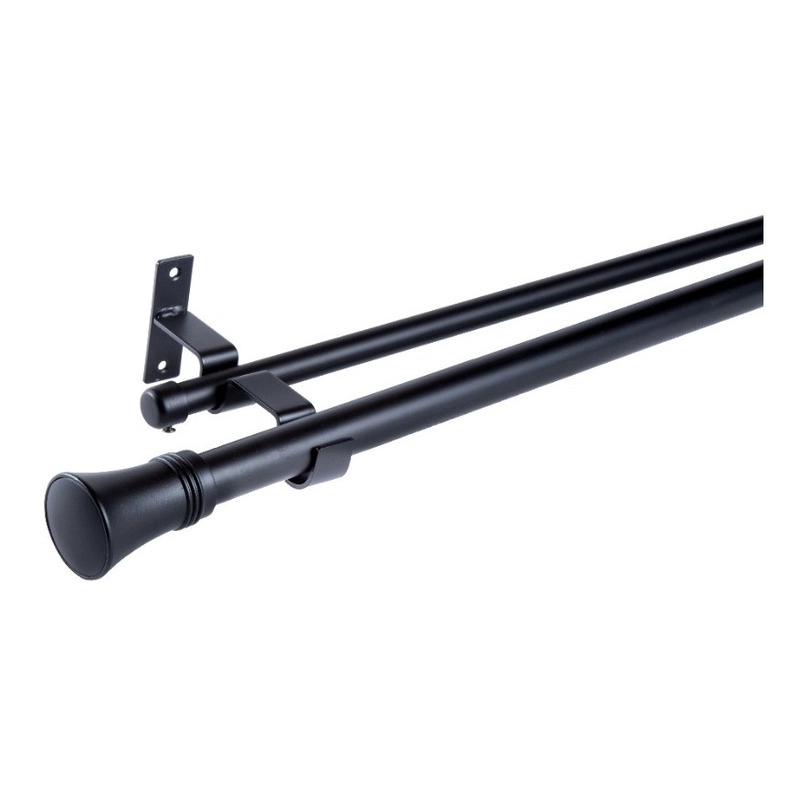 SET BARRAS PARA CORTINA DOBLE 19/28 MM METAL COLOR NEGRO X 2.00 MT TERMINAL CONICO - 2
