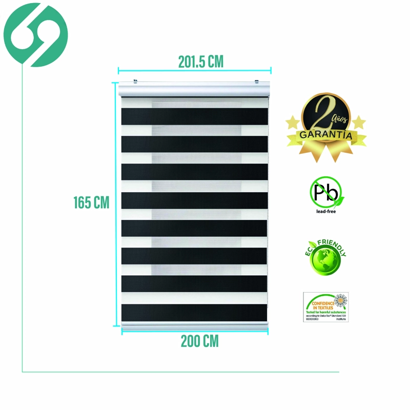 CORTINA ROLLER DUO ZEBRA DIA Y NOCHE NEGRO 200 X 165 CM - 2