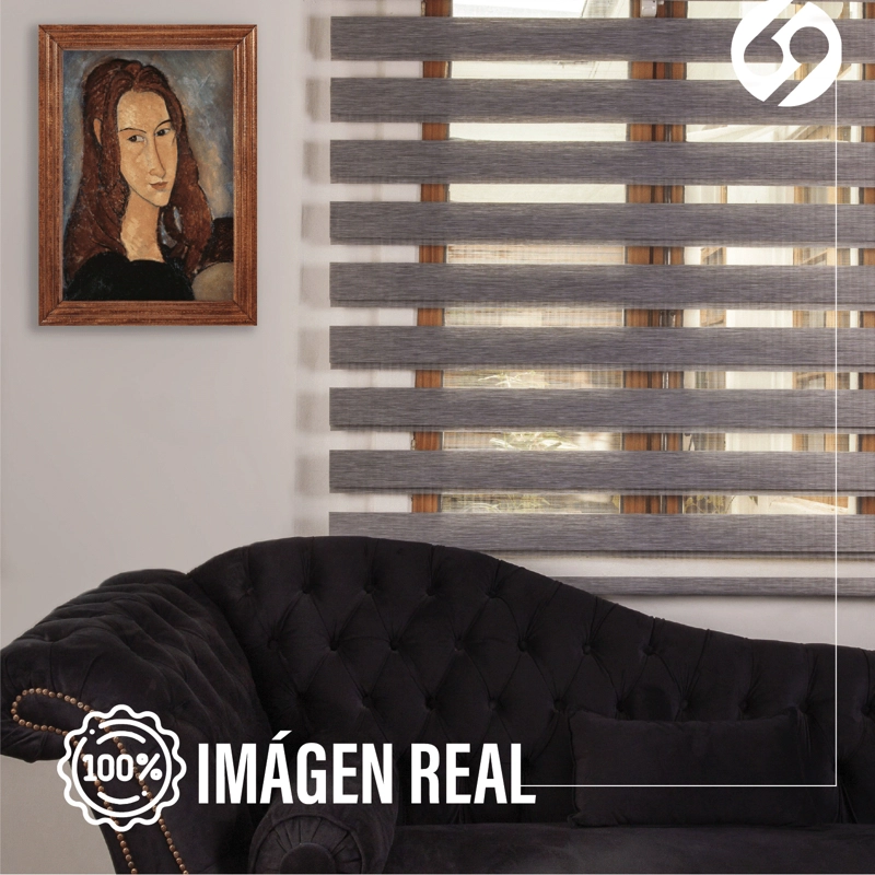 CORTINA ROLLER DUO ZEBRA DIA Y NOCHE GRIS 90 X 250 CM SIN CENEFA - 4