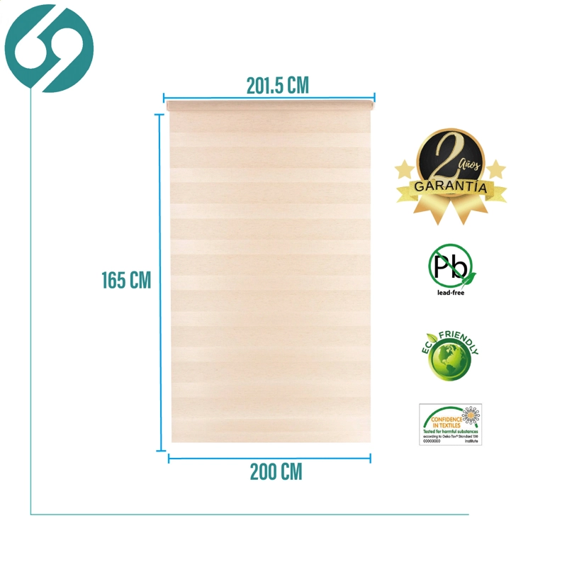 CORTINA ROLLER DUO ZEBRA DIA Y NOCHE BEIGE 200 X 165 CM SIN CENEFA - 2