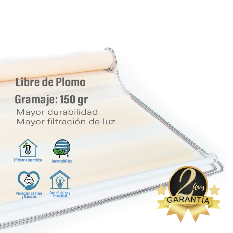 CORTINA ROLLER DUO ZEBRA DIA Y NOCHE BEIGE 200 X 165 CM SIN CENEFA - 6