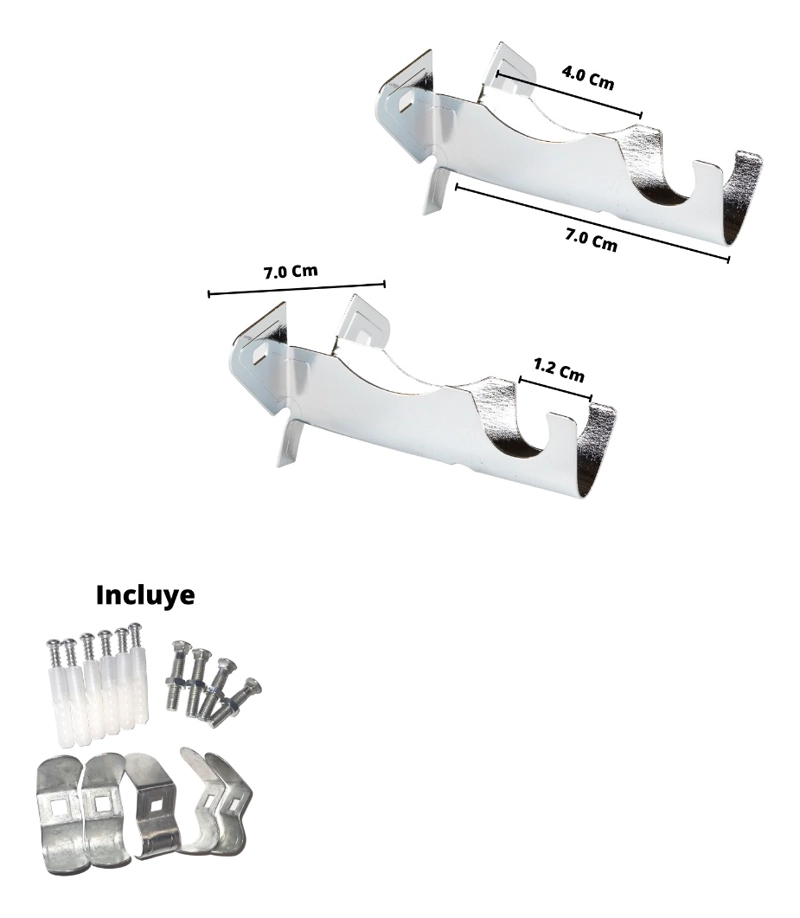 PACK 2 UNIDADES DE SOPORTE CROMADO SIMPLE A MURO 12 MM - 3