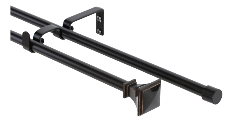 SET BARRAS PARA CORTINA DOBLE 13/16 MM EXTENSIBLE 120-200 CM NEGRO ORB PRISMA - 1