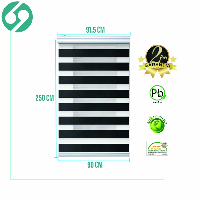CORTINA ROLLER DUO ZEBRA DIA Y NOCHE NEGRO 90 X 250 CM SUNFREE - 2