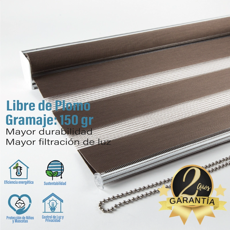 CORTINA ROLLER DUO ZEBRA DIA Y NOCHE TOSTADO 180 X 165 CM SIN CENEFA SUNFREE - 6