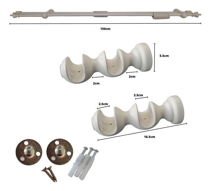 SET BARRAS PARA CORTINA DOBLE 25/25 MM DE MADERA 1,50 MT COLOR MACCHIATTO TERMINAL KING - 2
