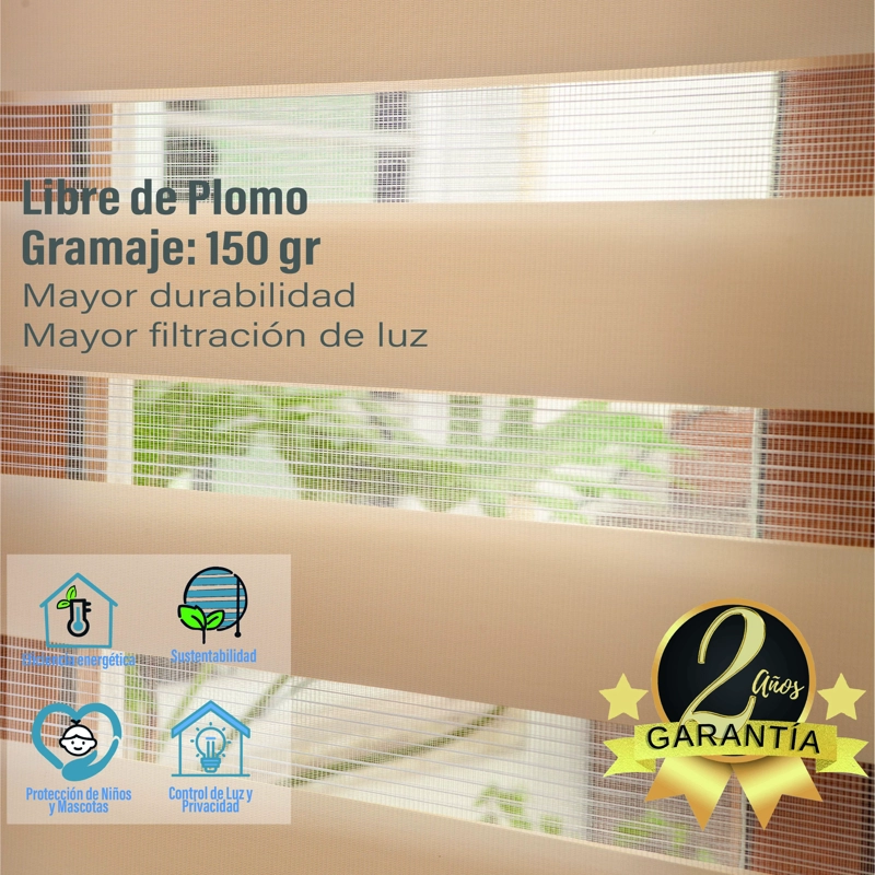 CORTINA ROLLER DUO ZEBRA DIA Y NOCHE BEIGE 180 X 250 CM - 6
