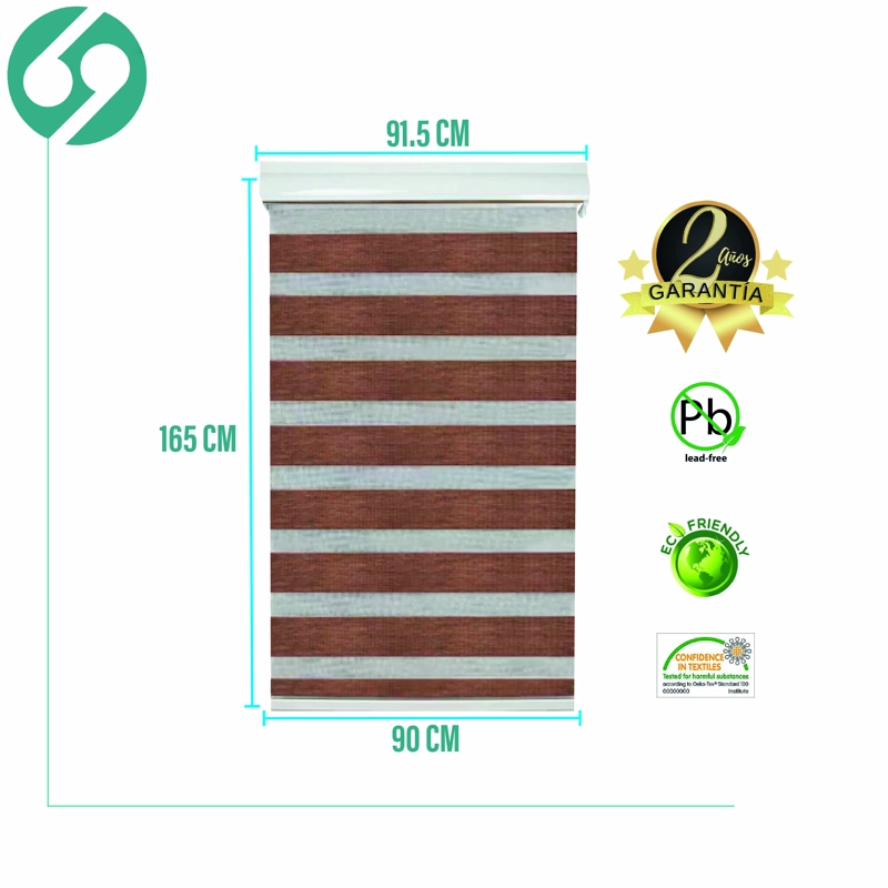CORTINA ROLLER DUO ZEBRA DIA Y NOCHE TABACO 90 X 165 CM SUNFREE - 2