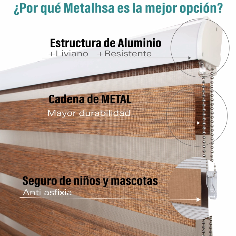 CORTINA ROLLER DUO ZEBRA DIA Y NOCHE TABACO 90 X 165 CM SUNFREE - 5