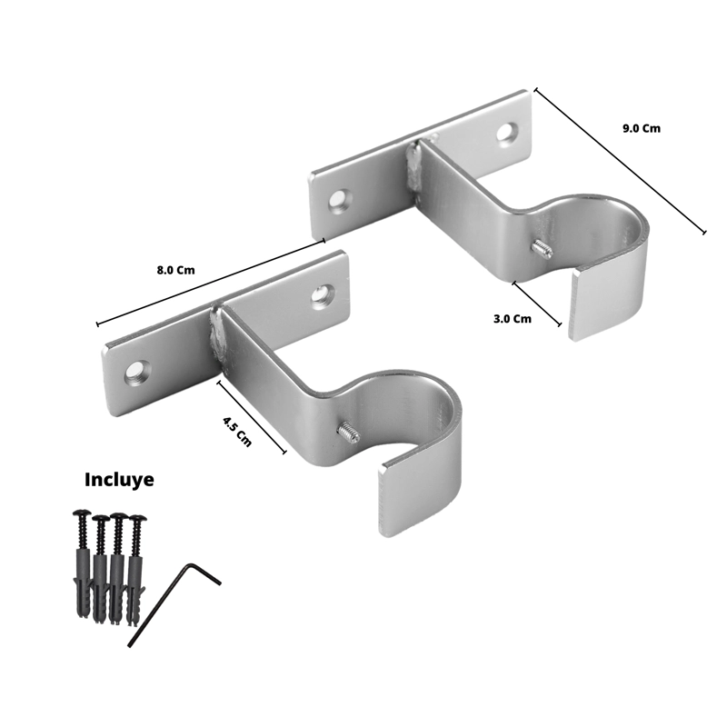PACK 2 UNIDADES SOPORTE SIMPLE MURO DE METAL SATIN 28 MM - 3