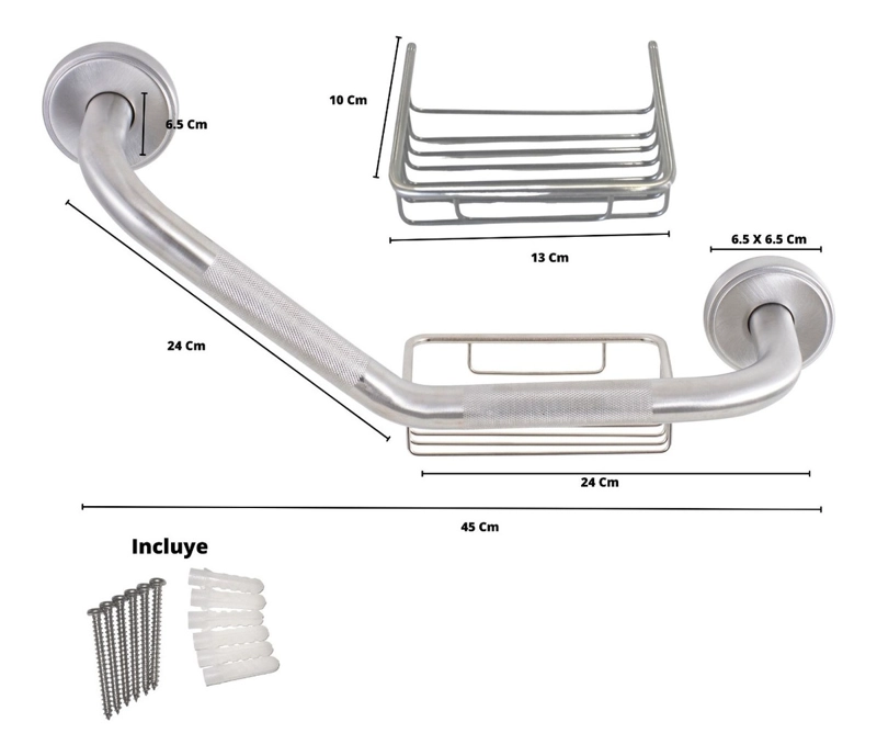 BARRA METALHSA SEGURIDAD INOXIDABLE CON TAPA Y JABONERA 40 CM - 7