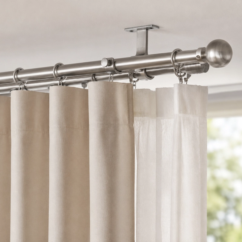 SET BARRAS PARA CORTINA DOBLE 16/19 MM EXTENSIBLE 170-320 CM A TECHO SATIN BOLA - 2
